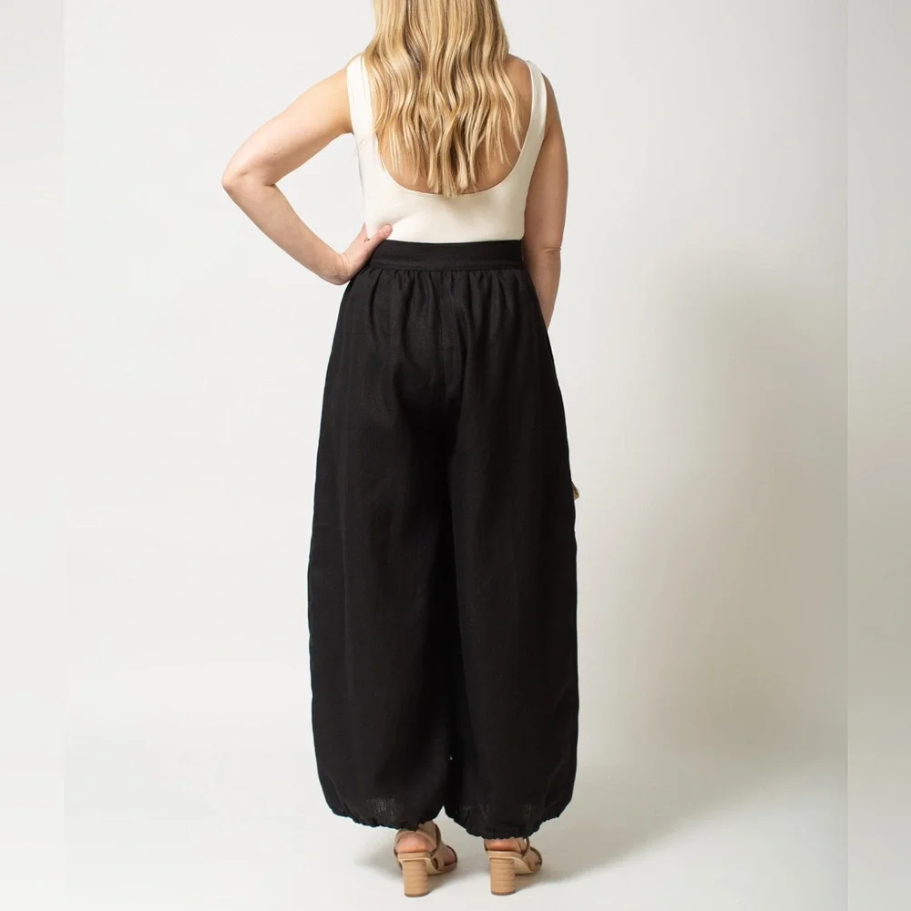New Selva Negra Rita Barrel Pant 100% Linen Size 14 Black - Picture 16 of 16